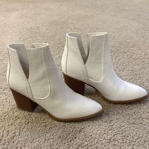 White Textured Ankle Boots